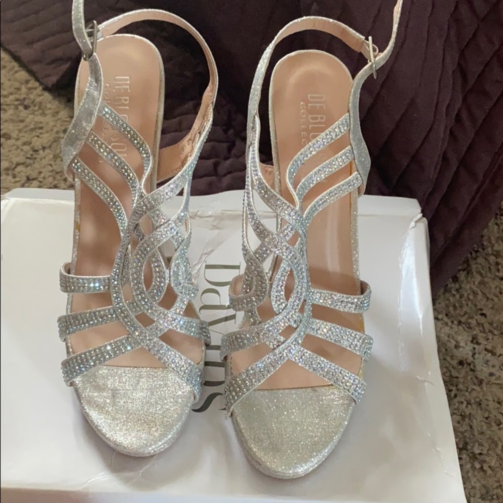 Silver sandal heels